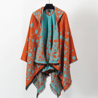 Cashmere-like Knitted Geometric Outer Scarf Shawl