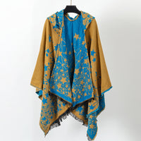 Cashmere-like Knitted Geometric Outer Scarf Shawl