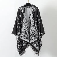Cashmere-like Knitted Geometric Outer Scarf Shawl