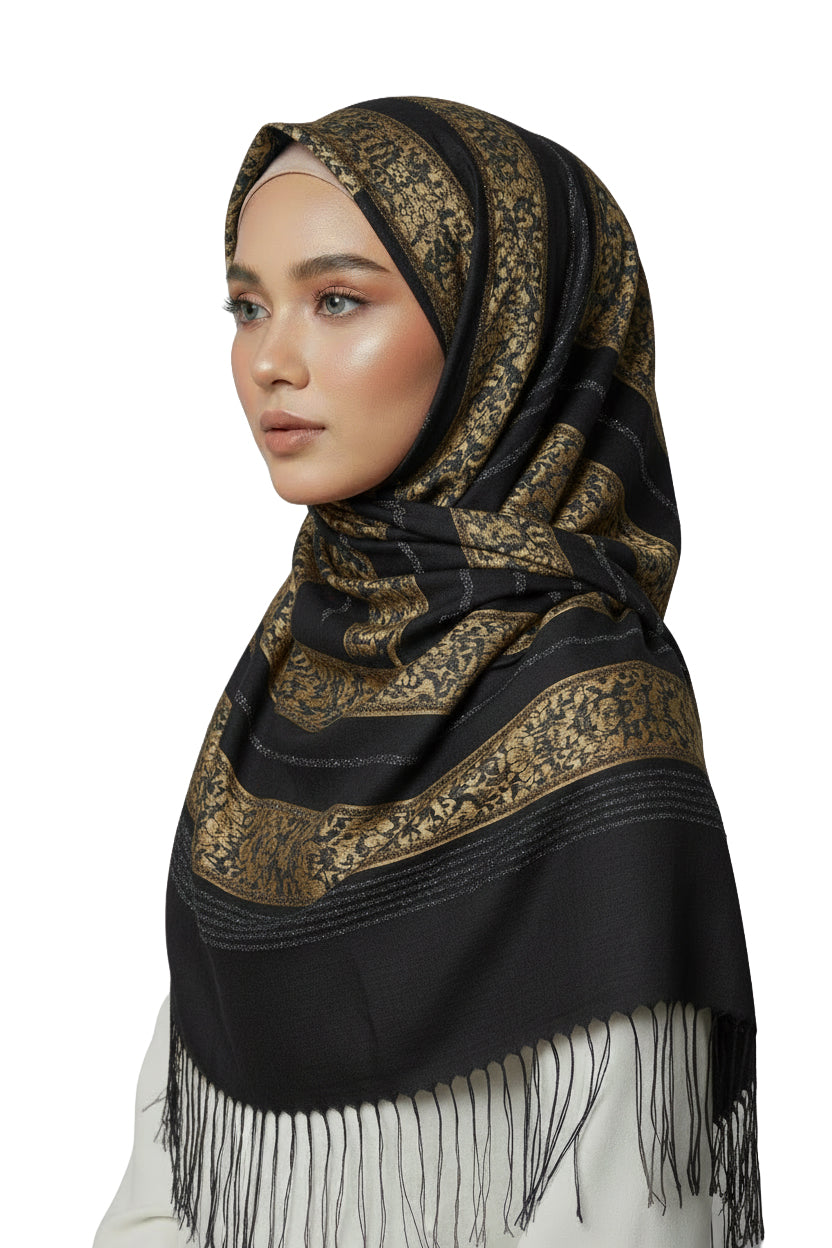 Madame Polo Premium Silk Hijab for Women – Luxury Patterned Silk Scarf Collection
