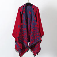 Cashmere-like Knitted Geometric Outer Scarf Shawl